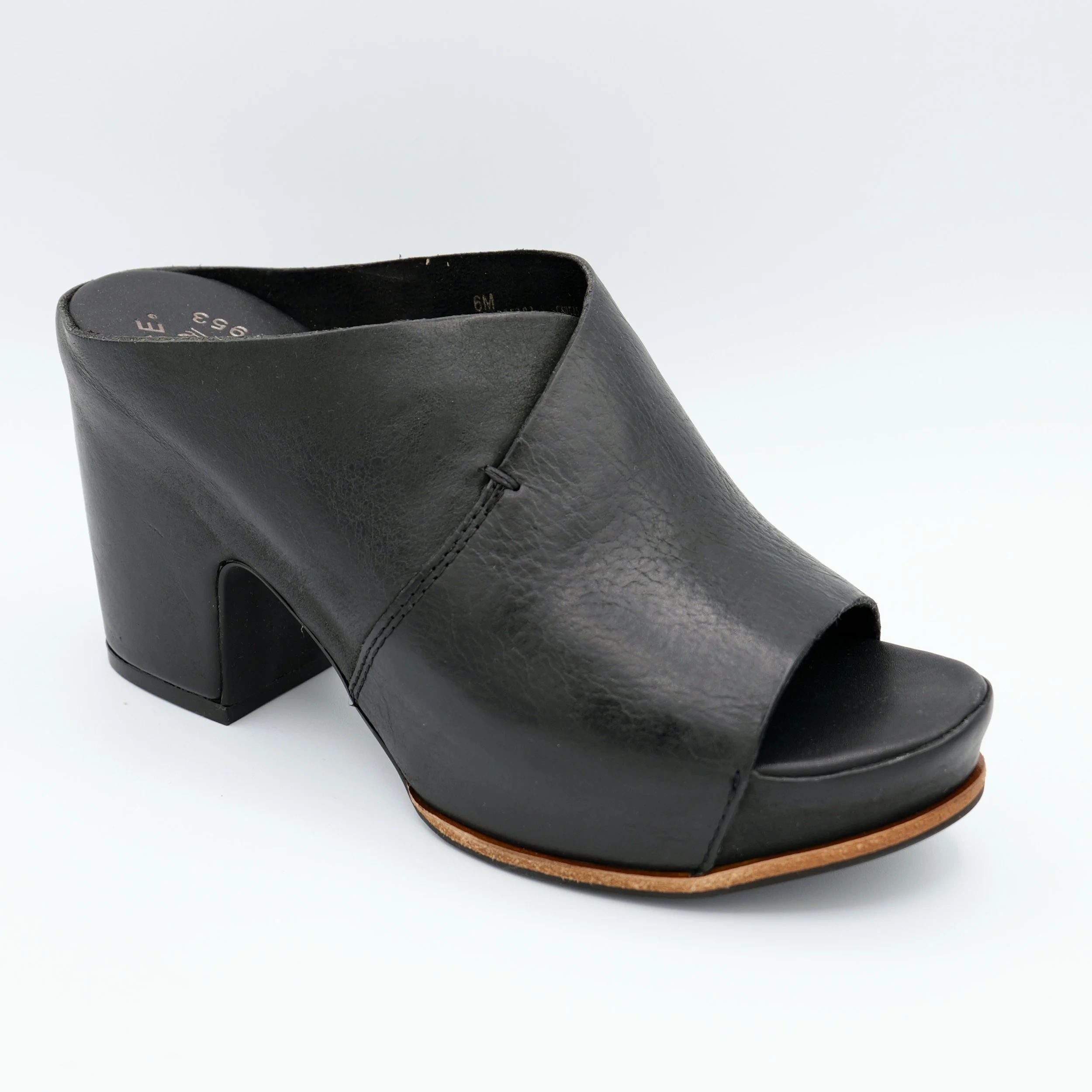 The stowe heel mule by Kork Ease in black leather