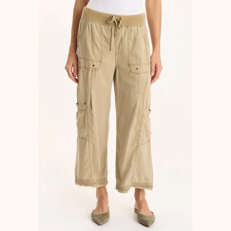 The tullio soft twill cargo gaucho pant in bistro pigment by XCVI