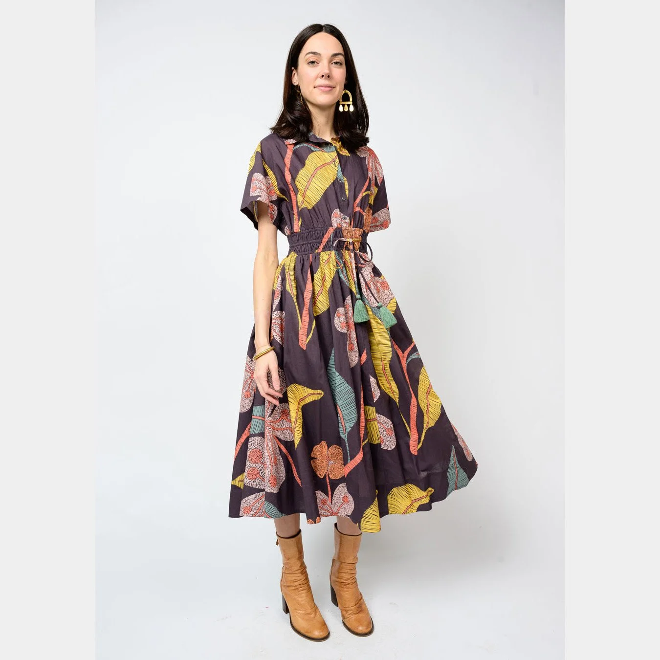 Cinched Waist Shirtdress in grey by Uncle Frank
