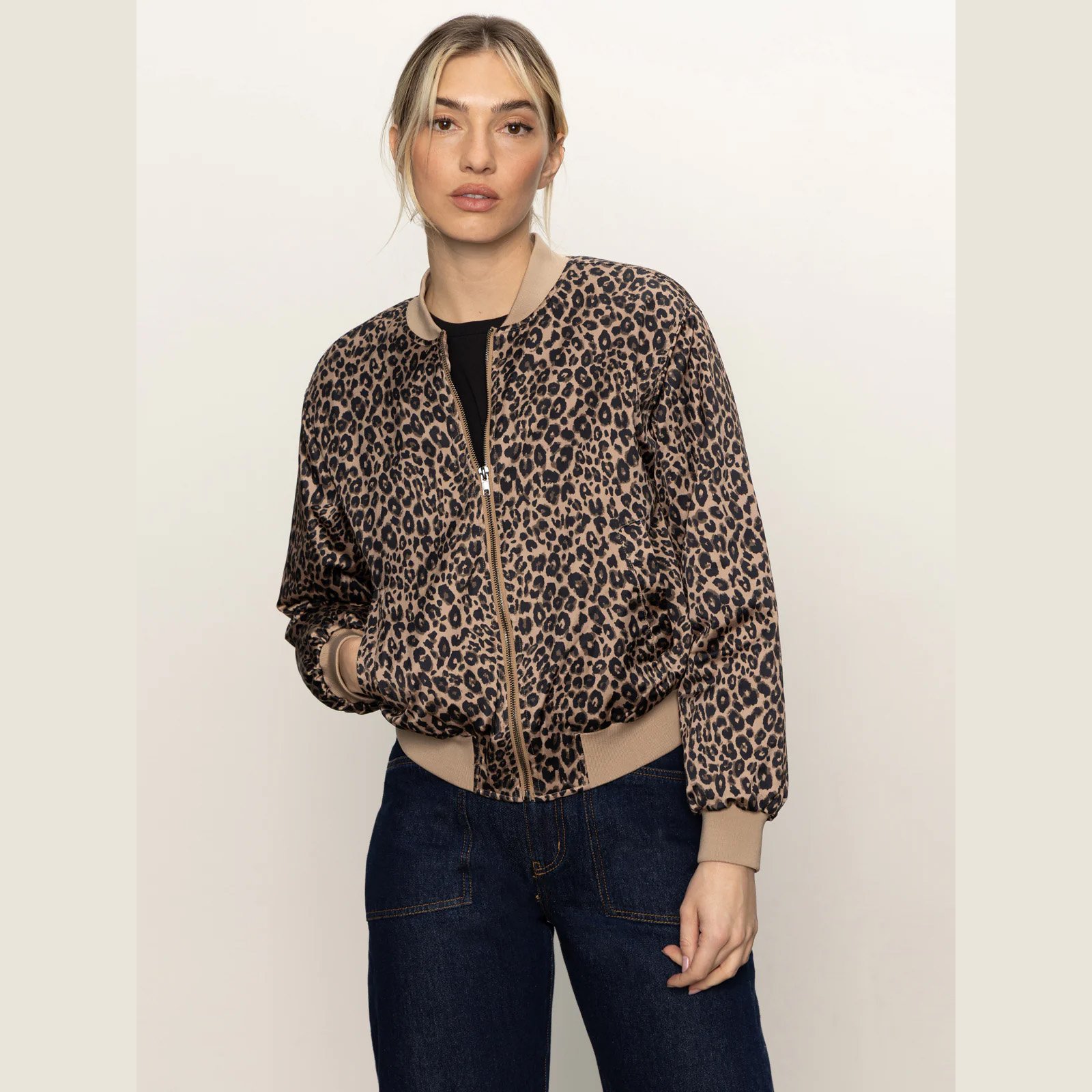 The monroe sateen bomber jacket in french kitty print by Sanctuary Clothing