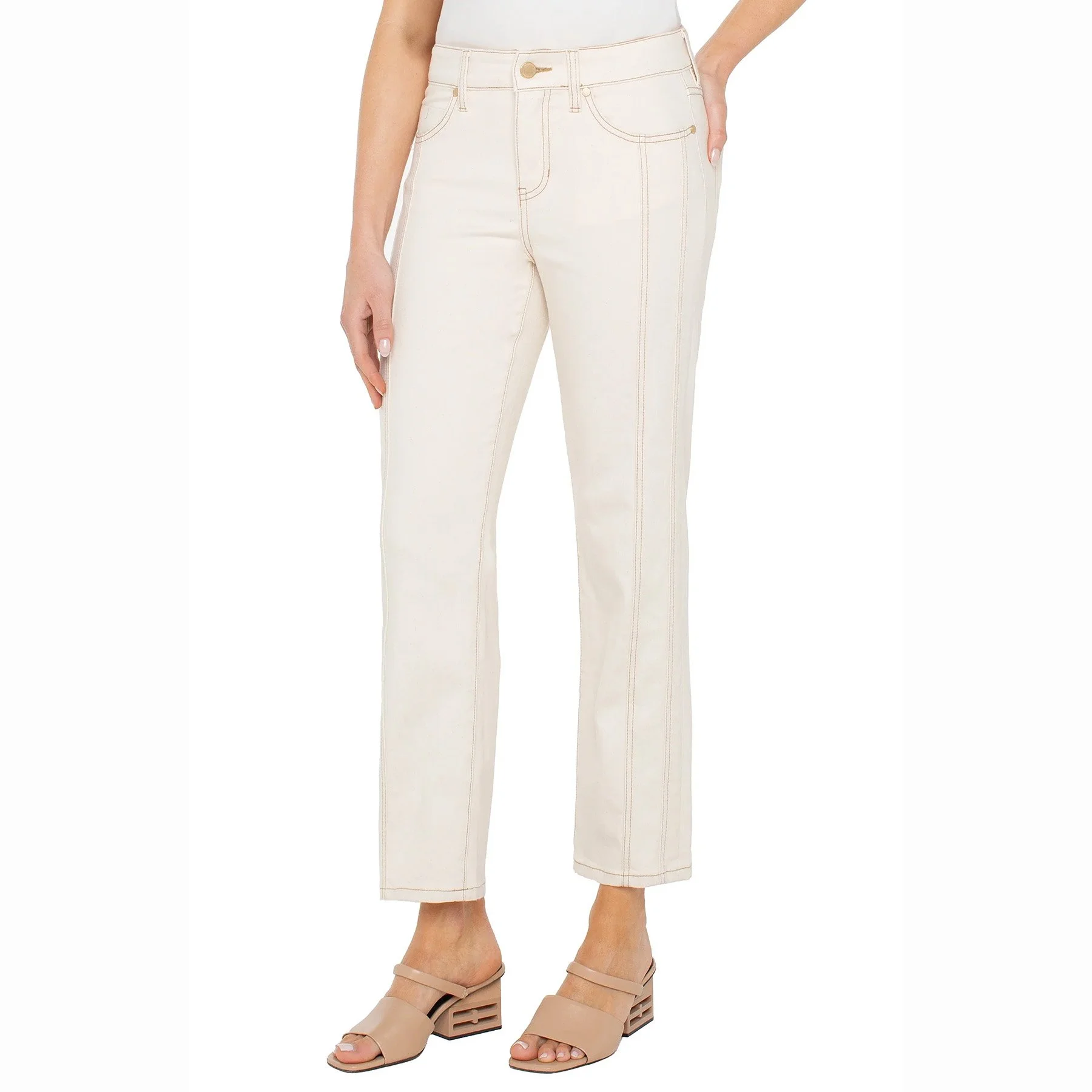 The kennedy crop straight jean with seaming details by Liverpool LA in seaside dunes wash