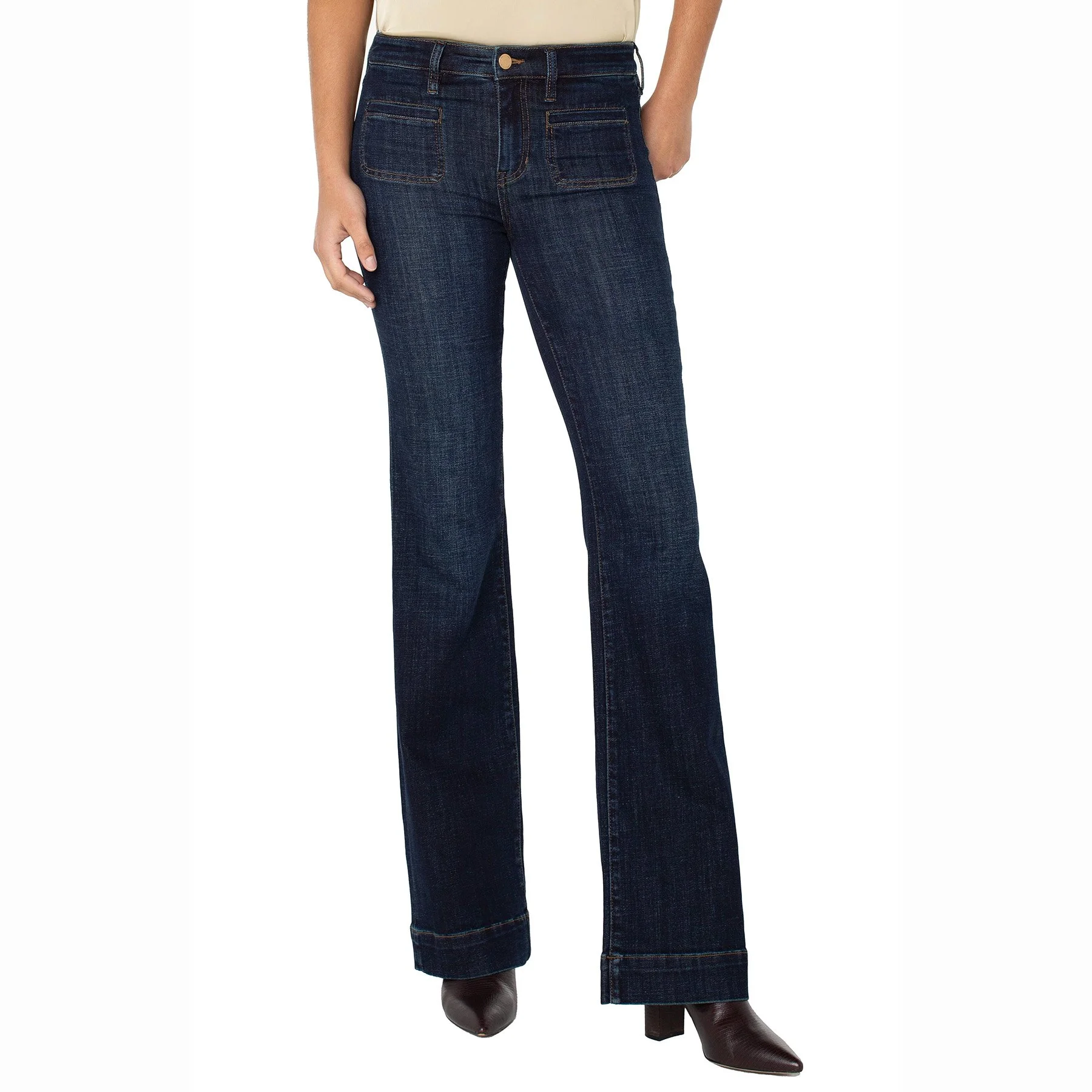 The lucy bootcut jean with vintage pockets by Liverpool LA in eastmoor wash