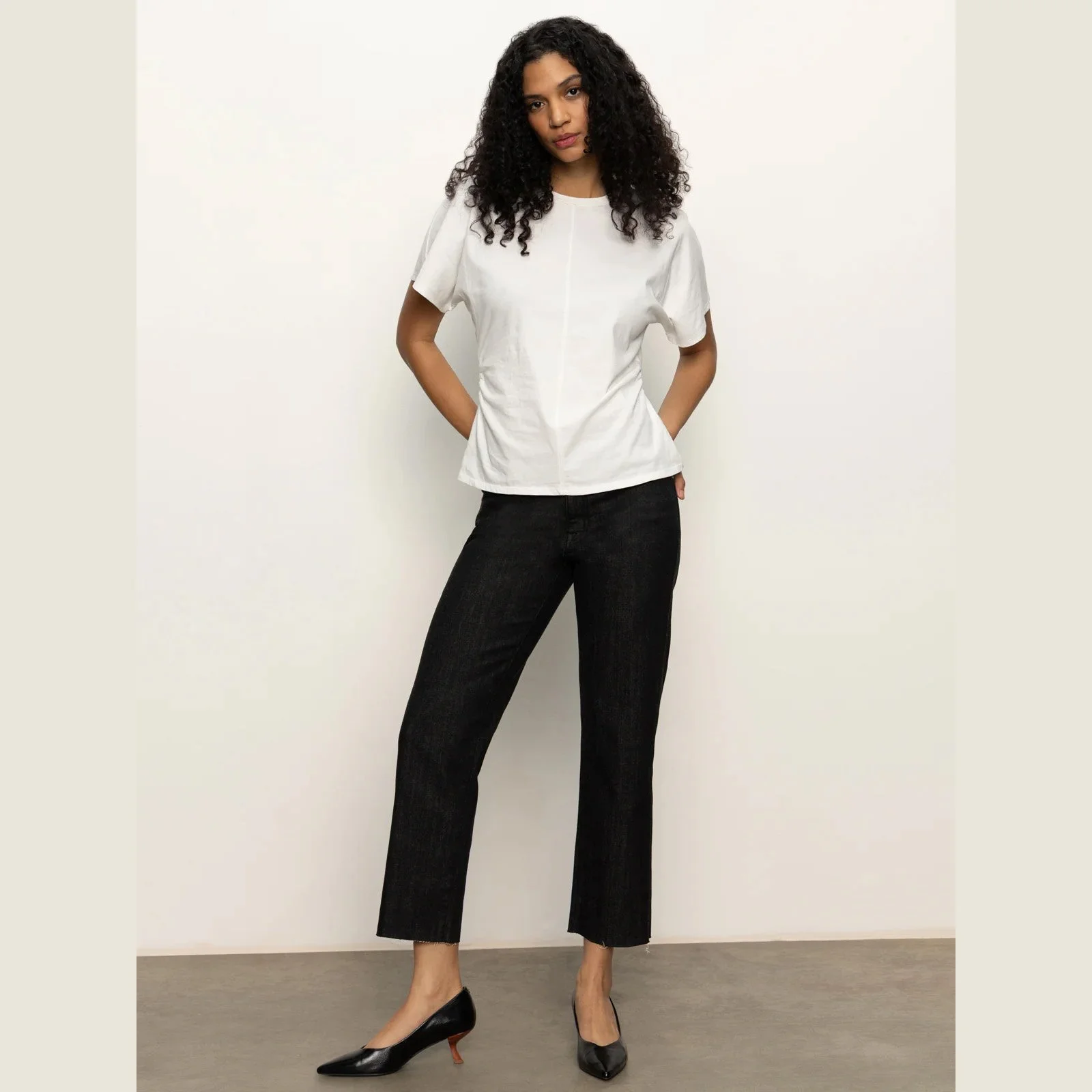 The shirred waist dolman tee in white by Sanctuary Clothing