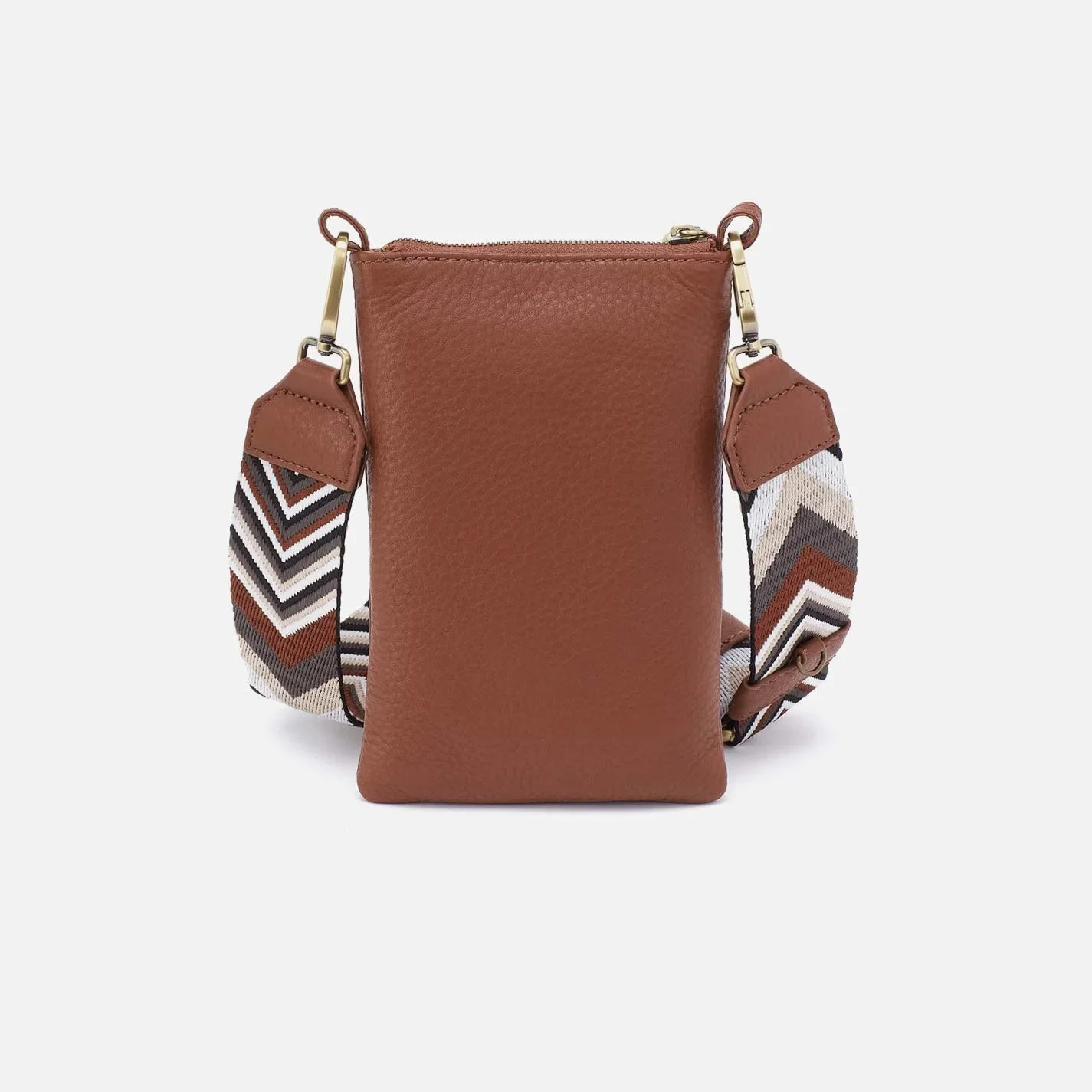 The cass phone crossbody bag in bridle brown leather by Hobo