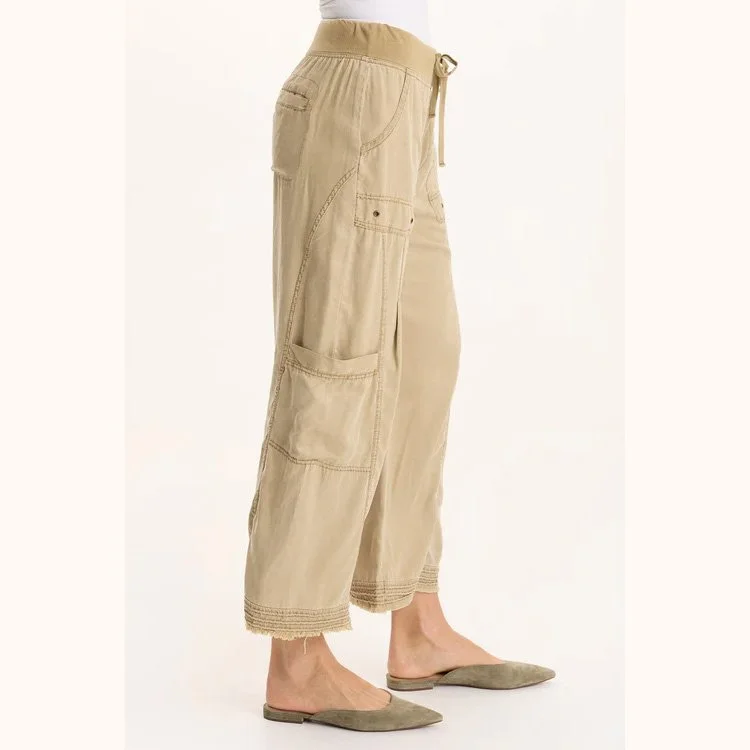 The tullio soft twill cargo gaucho pant in bistro pigment by XCVI