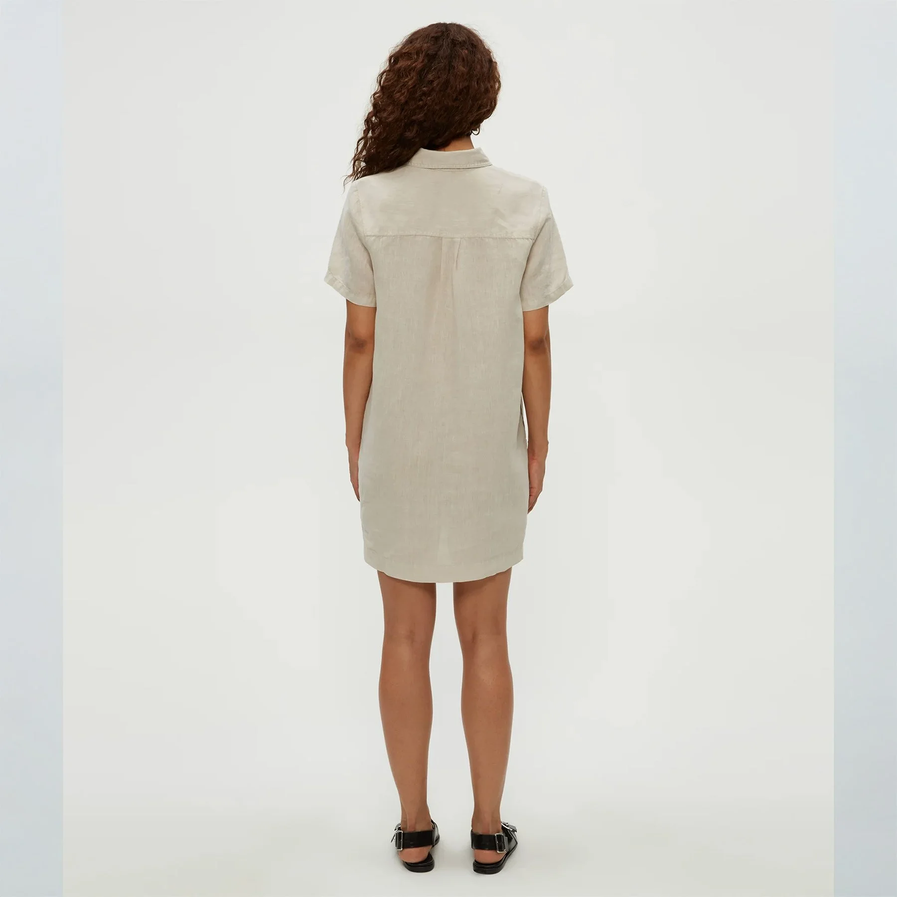 Ola Linen Utility Dress by Michael Stars in windchime color