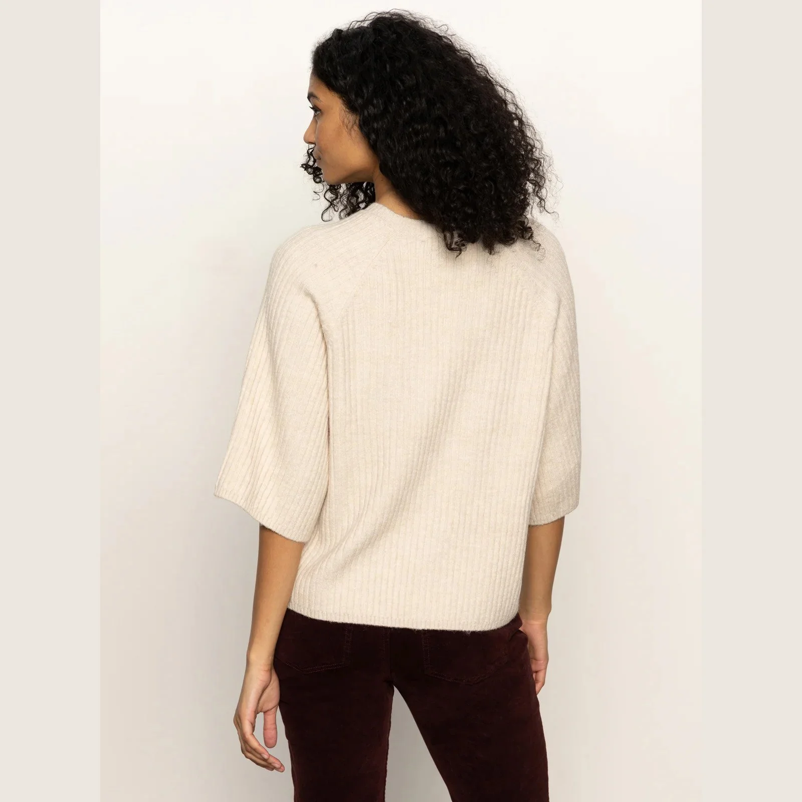 The ribbed sweater tee by Sanctuary Clothing in mother of pearl color