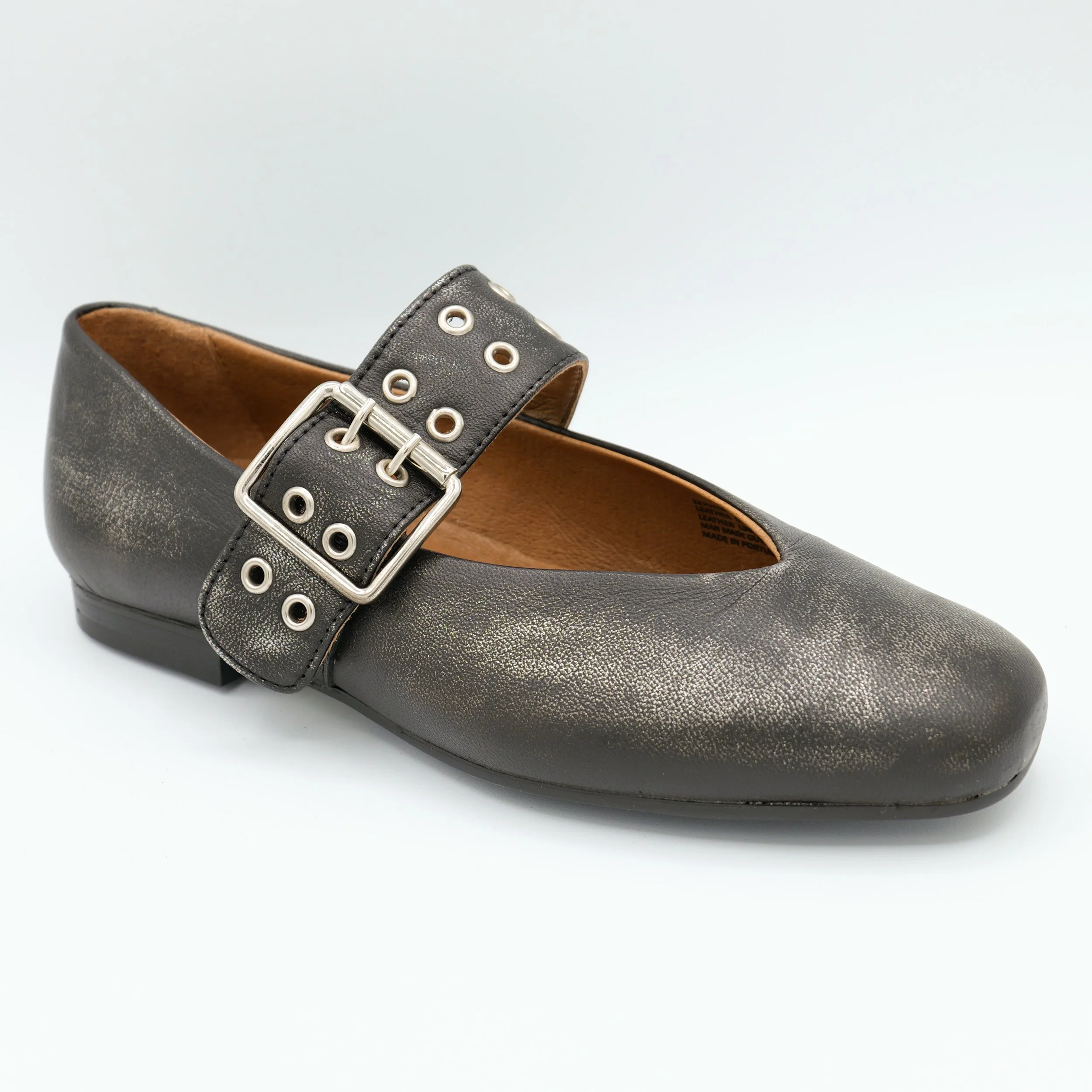 The zephyr flat by Miz Mooz in gunmetal leather