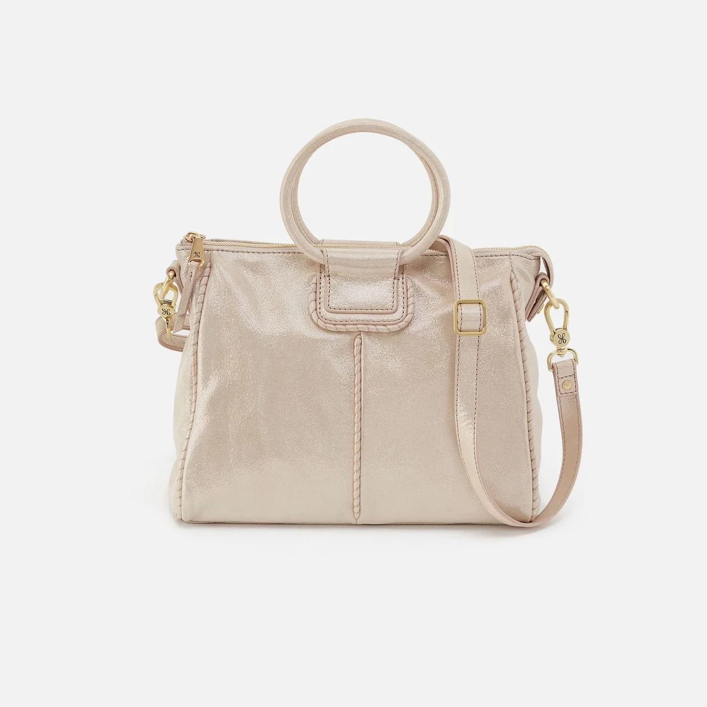 Hobo Handbags - sheila medium satchel bag in sand shimmer leather