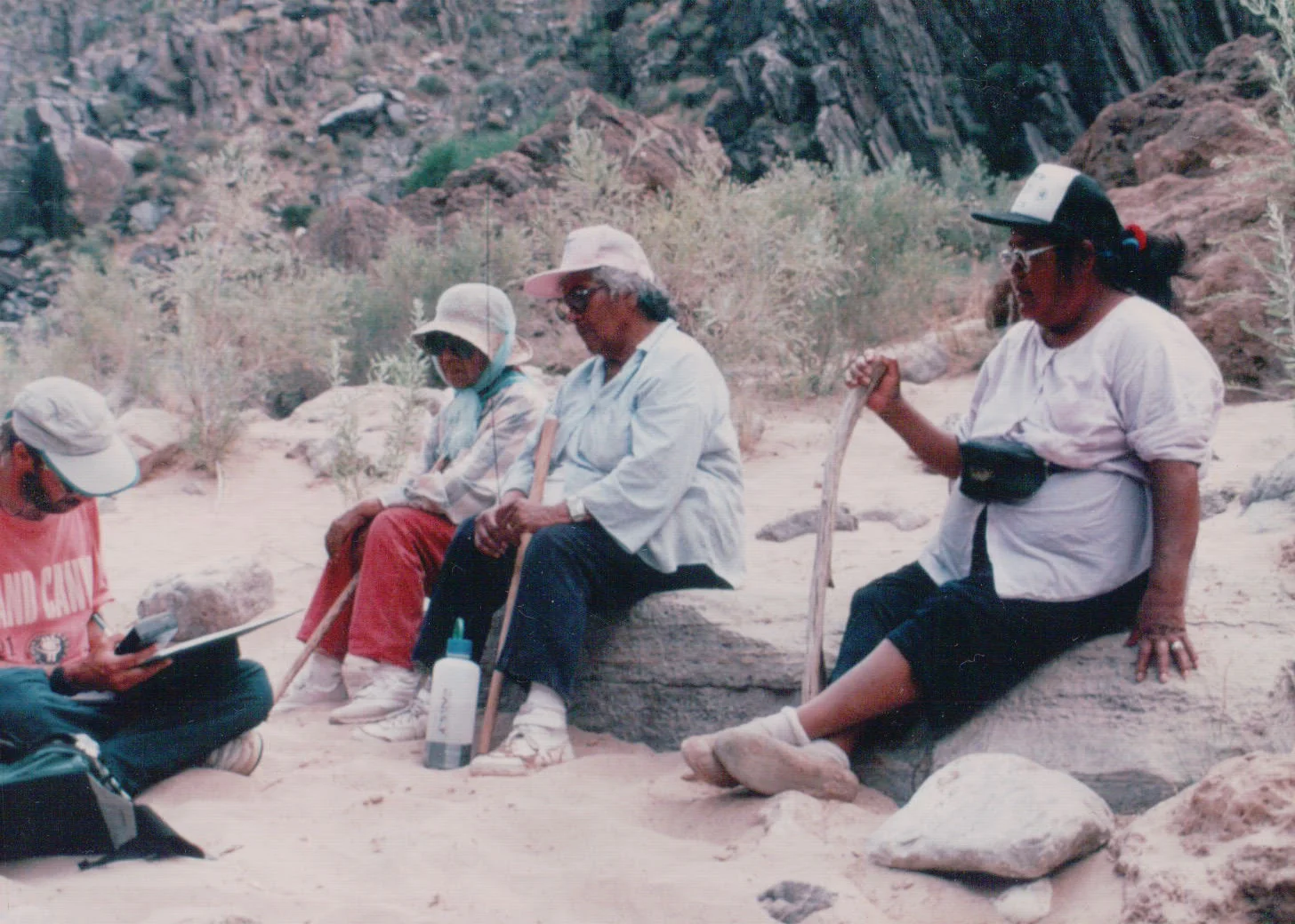 Interviewing Southern Paute elders in Grand Canyon National Park (Photography by Richard W. Stoffle)
