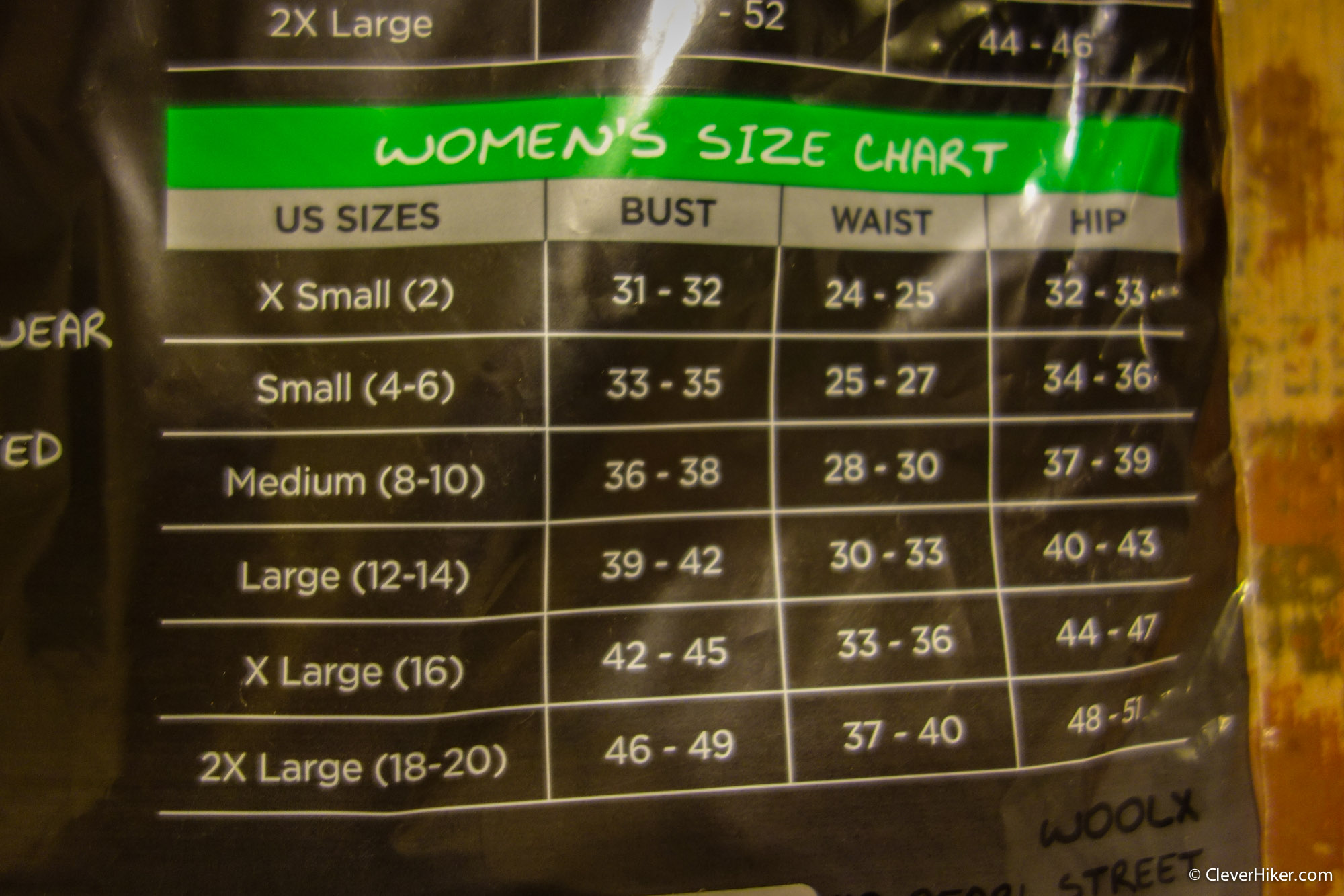 Woolx Size Chart