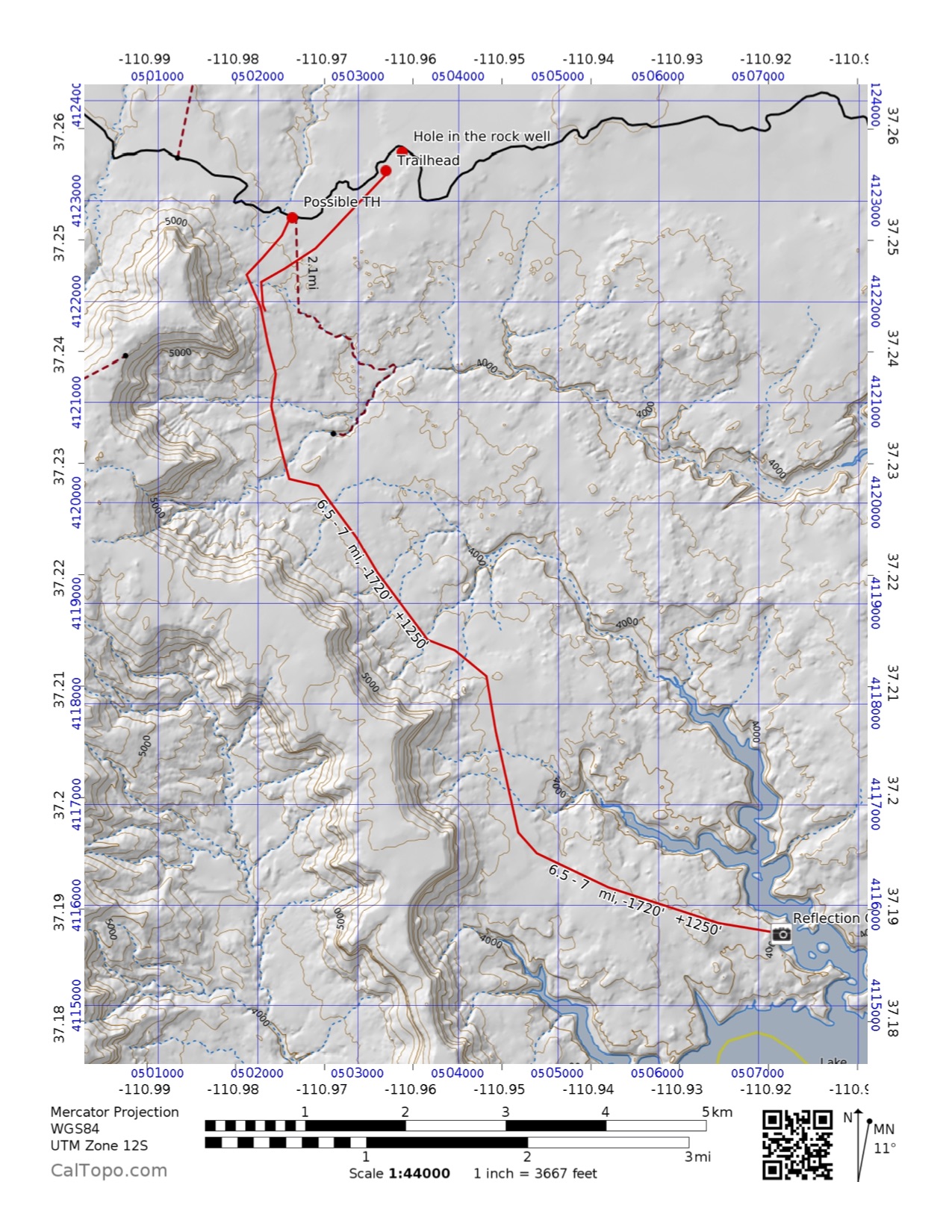 This is the basic planning map we created pre-trip to plot the general route for this hike.