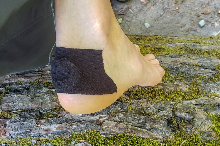 you can use moleskin and kt tape to treat a blister on trail.