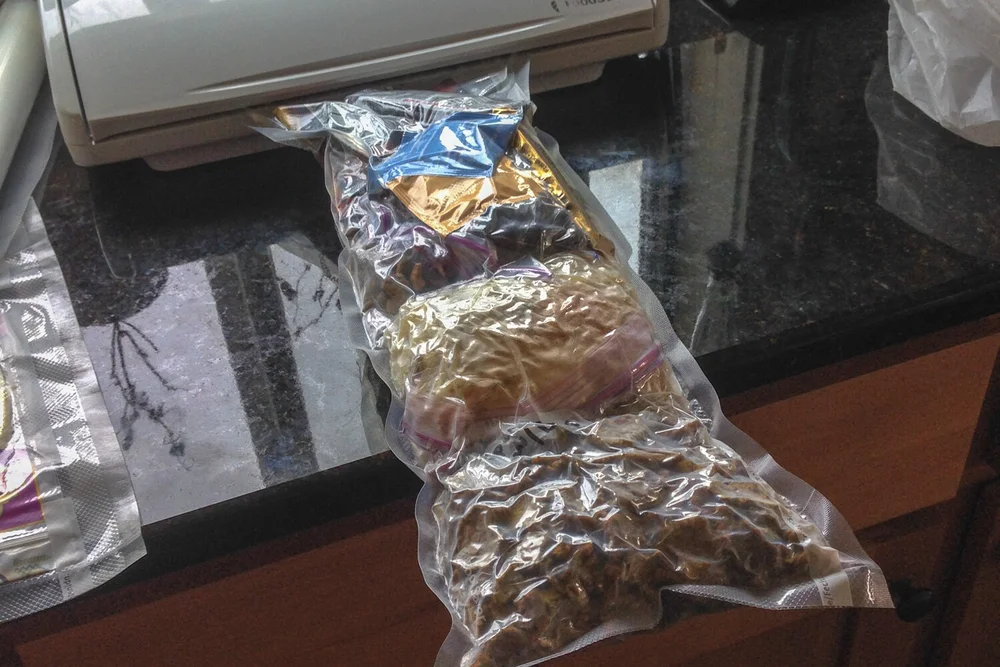 vacuum-sealing your meals can save space in your pack and allow you to “cook” in the package.