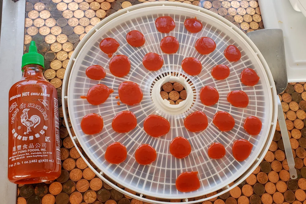 dehydrate sriracha coins to add spice to any meal.