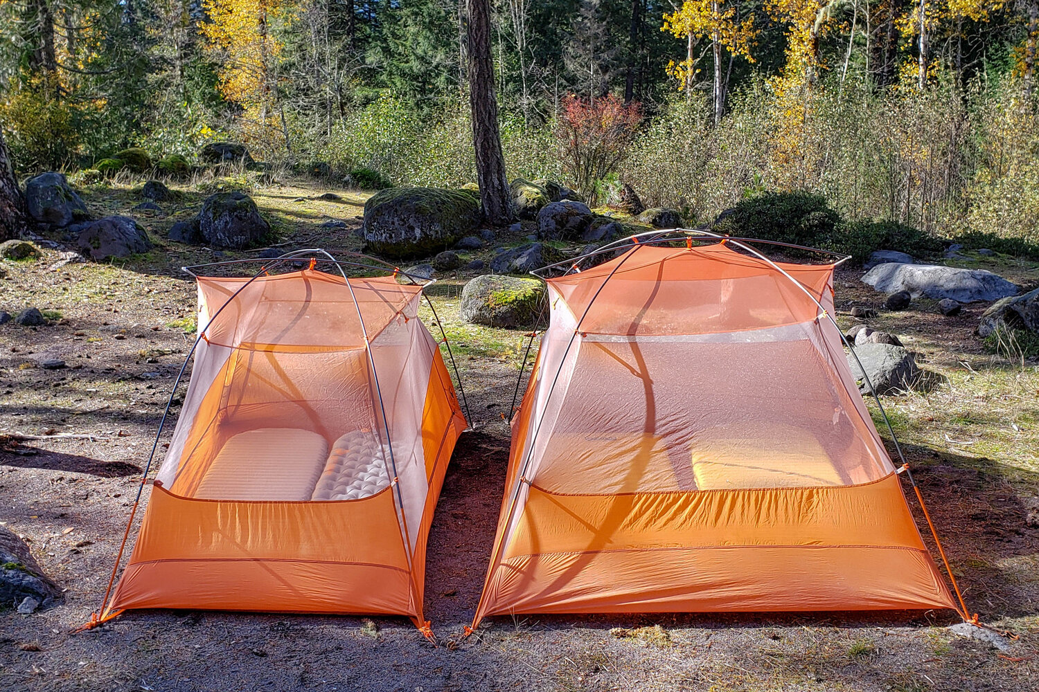 Copper Spur HV Ul 2 person tent  with two regular sized pads versus the  HV UL 3 person  with two wide sleeping pads.