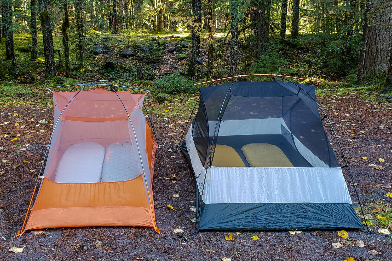 size comparison in  copper spur hv ul 2  and  rei half dome 2 plus . All pads are regular width.