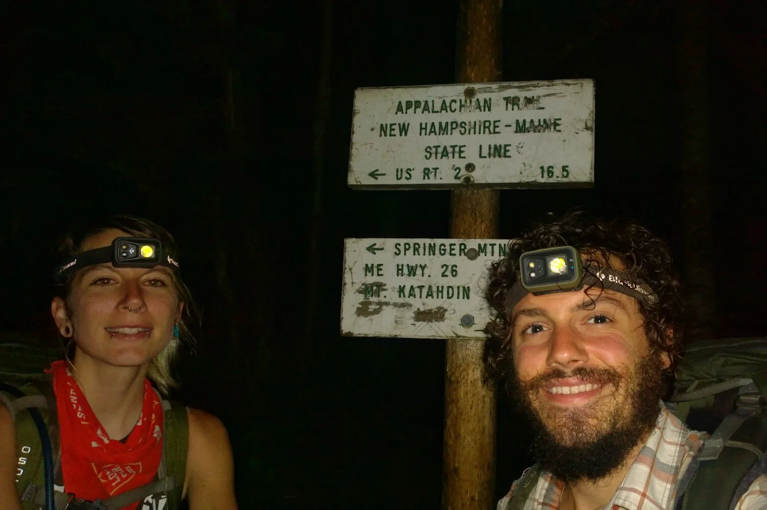 Night hiking into Maine with the  black diamond spot headlamp .