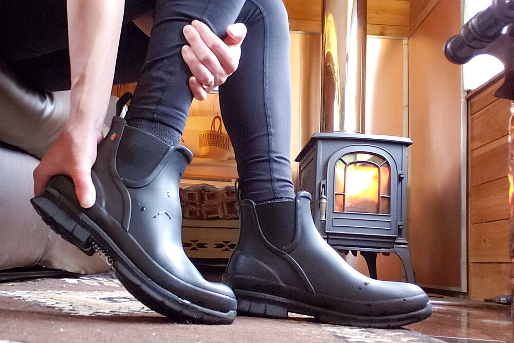 Bogs Amanda Chukka Black Womens Rubber Wellington Ankle Rain Boots