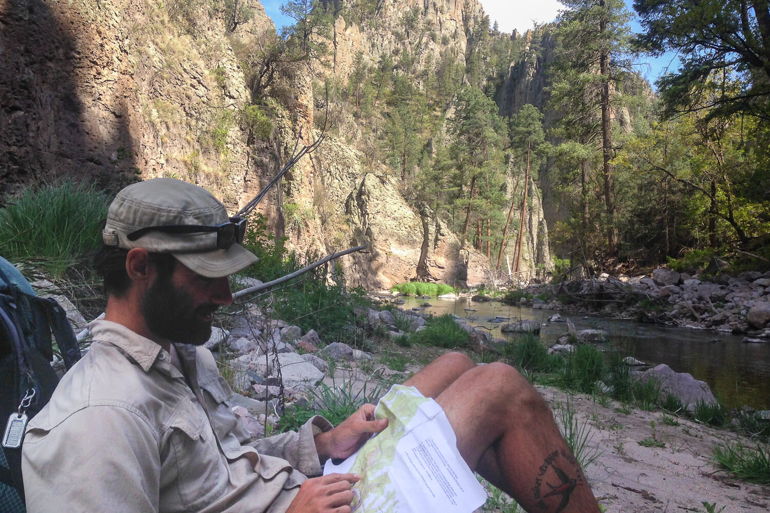 Using a  Jonathan Ley Map  while on an alternate route along the Gila River in New Mexico