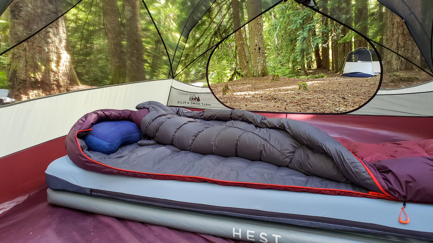 Double Camping Mattress Inflatable Camp Sleeping Mat with Foot Pump, 