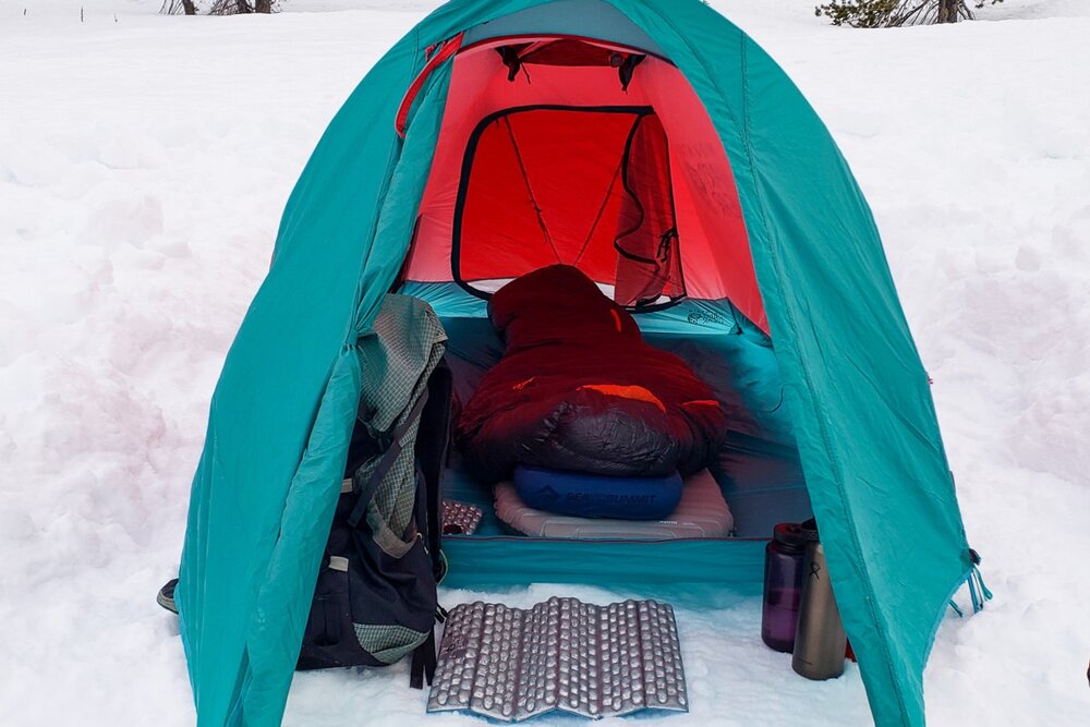 The  Mountain Hardwear Outpost 2  has ample headroom, a great vent system &amp; a large front vestibule to keep gear out of the snow.
