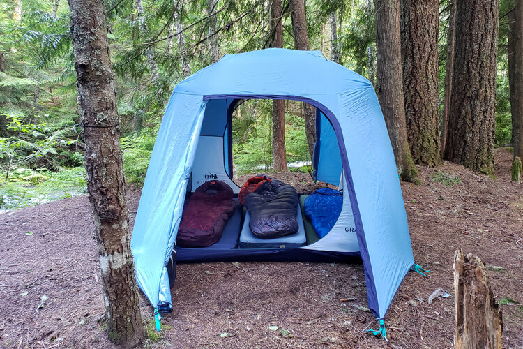 The REI Grand Hut 4 has tons of mesh and multiple vents for improving airflow with the rainfly on.