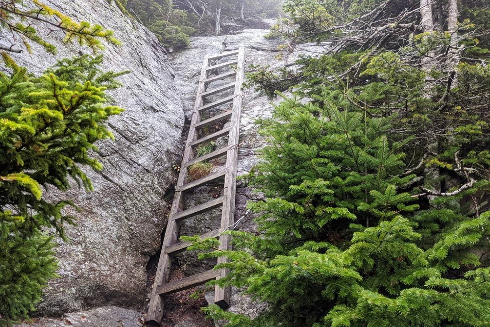A ladder bolted into some rocks on the Long Trail