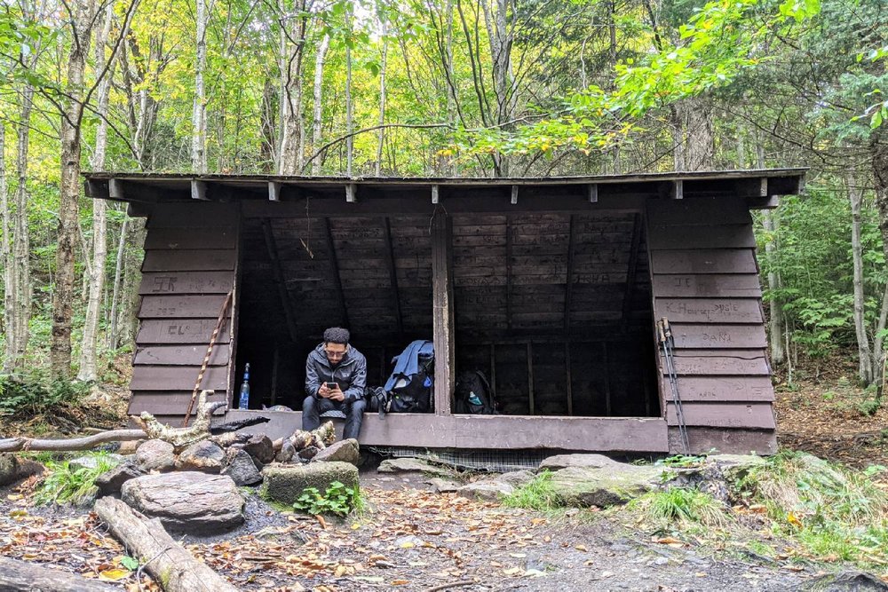 A 3-sided lean-to style Long Trail shelter