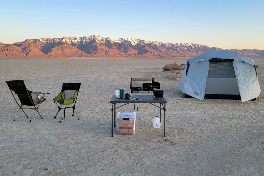 Camping scene in the Alvord Desert