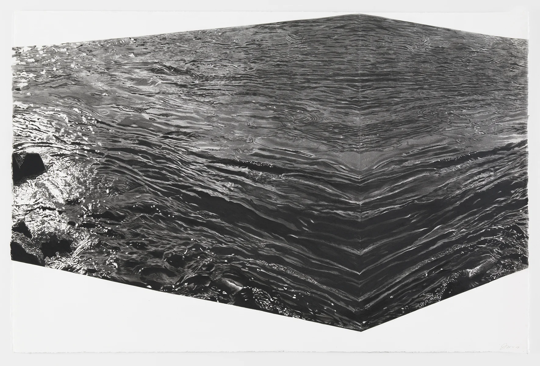 Skewed Water I, charcoal on paper, 48" x 31", 2017
