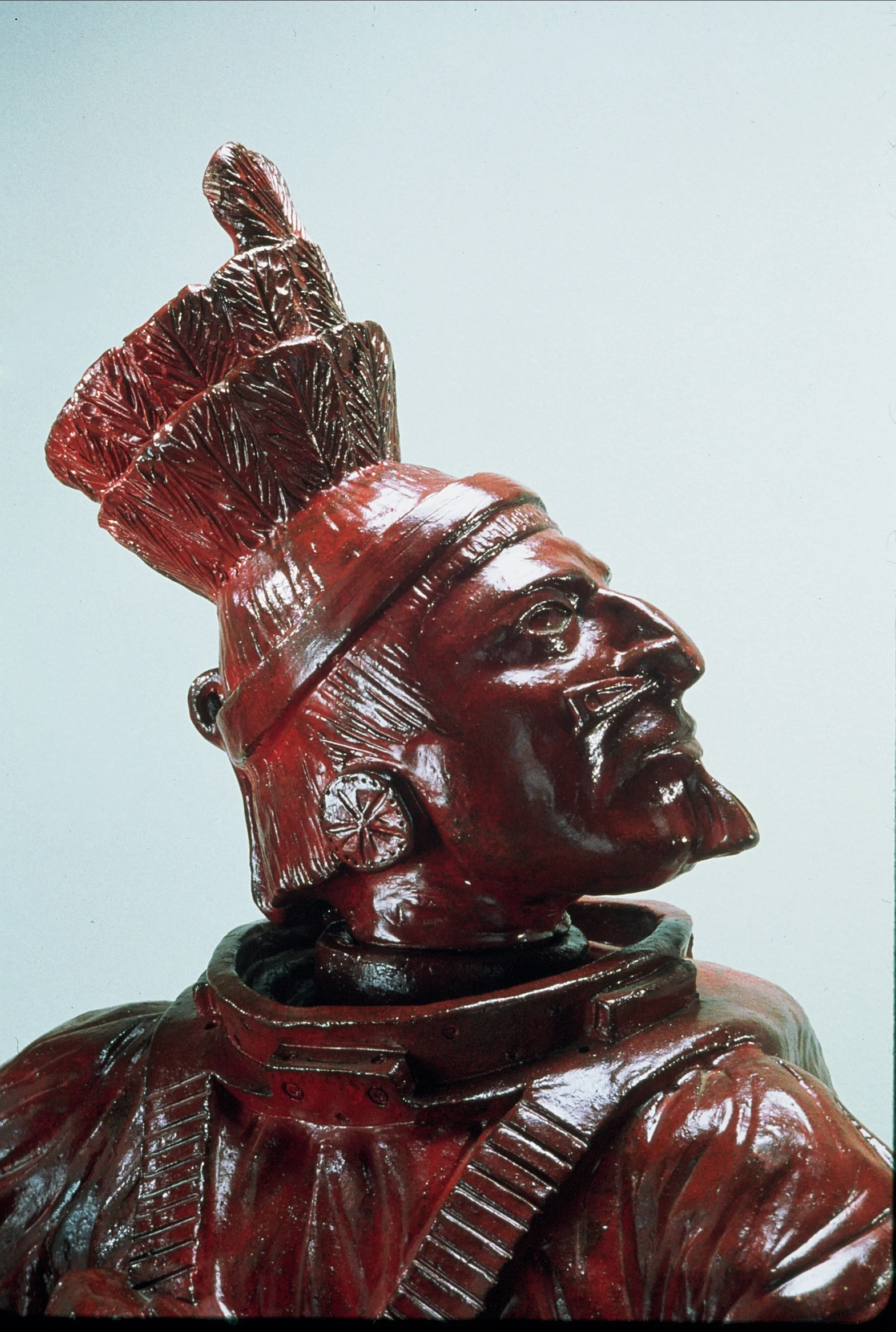 Aztec Astronauts, Cuauhtemoc, detail, stoneware, 5'x 3'x 2', 2000