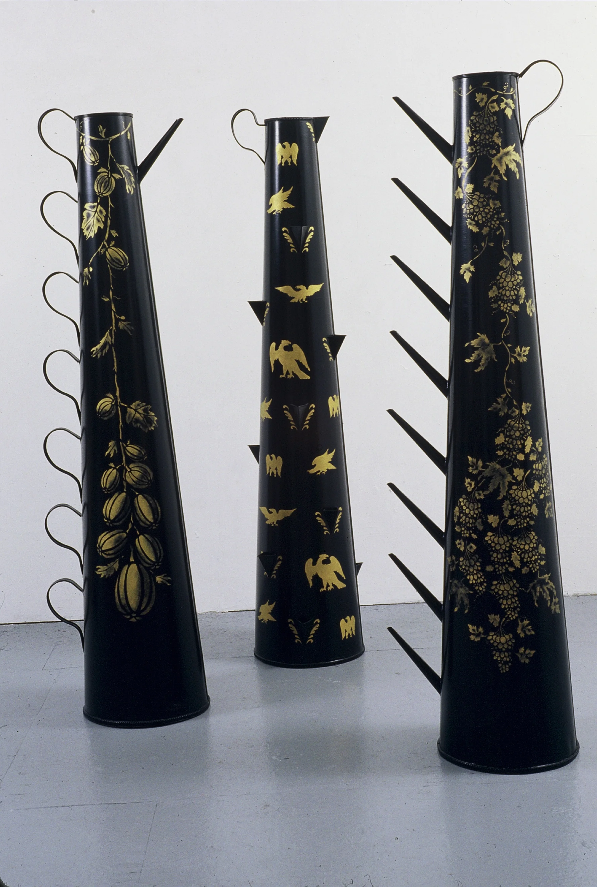 American Heritage series II pitchers, steel, tin, enamel, 6'x 6'x 6' variable, 1997