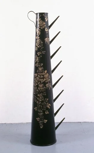 American Heritage Pitcher, tin, steel, enamel, gold leaf, 6' x 2' x 10", 1997