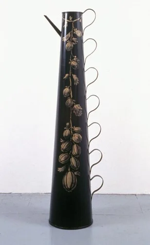 American Heritage Pitcher 2, tin, steel, enamel, gold leaf, 6' x 2' x 10", 1997