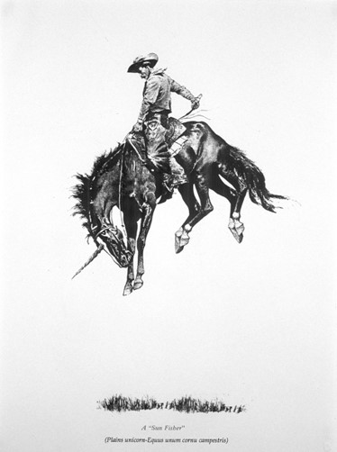 Plains Unicorn pronking, large format Xerox, 50" x 32", 1997