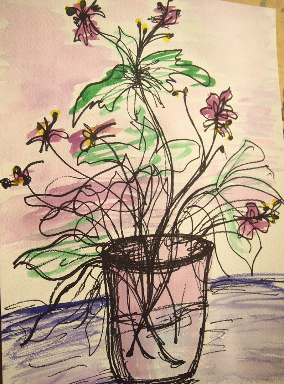 Blind contour drawing during by a Metamorphosis participant