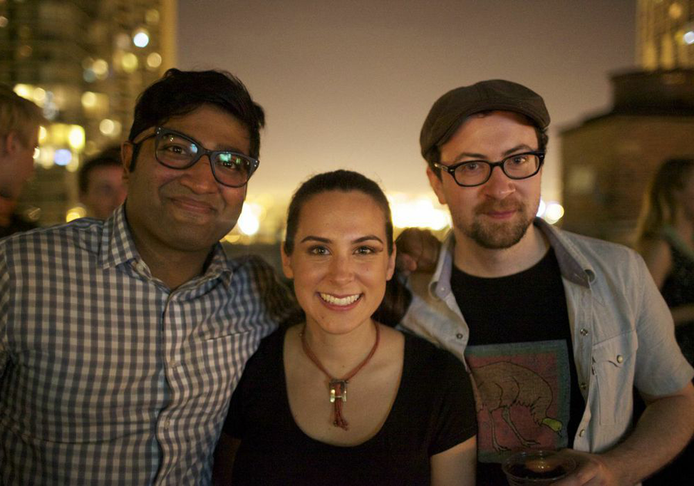 MealSharing.com's founder Jay Savsani, Community Manager Jessica Smith Soto, and lead developer Adam Mark. © Emma Zimmerman 
