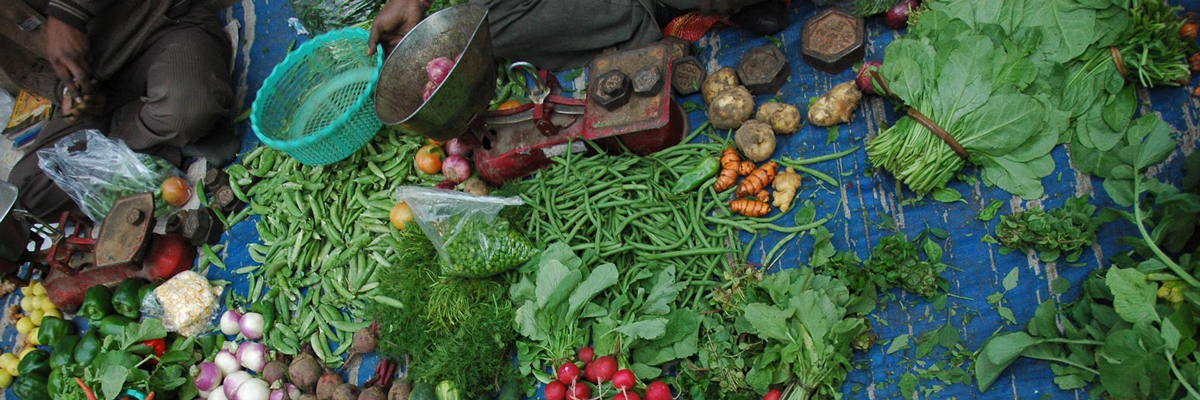 Fresh vegetable market in Delhi