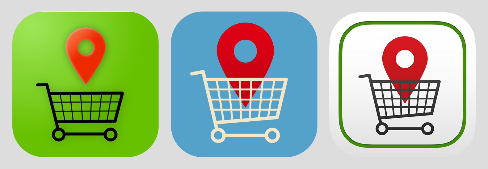 Icon design (from left to right): original, revised, alternate revised