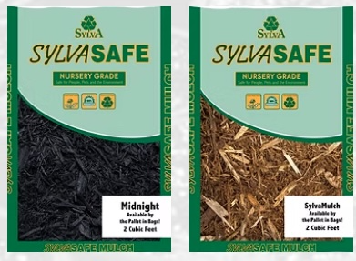 black and brown mulch in bags - SylvaSafe brand