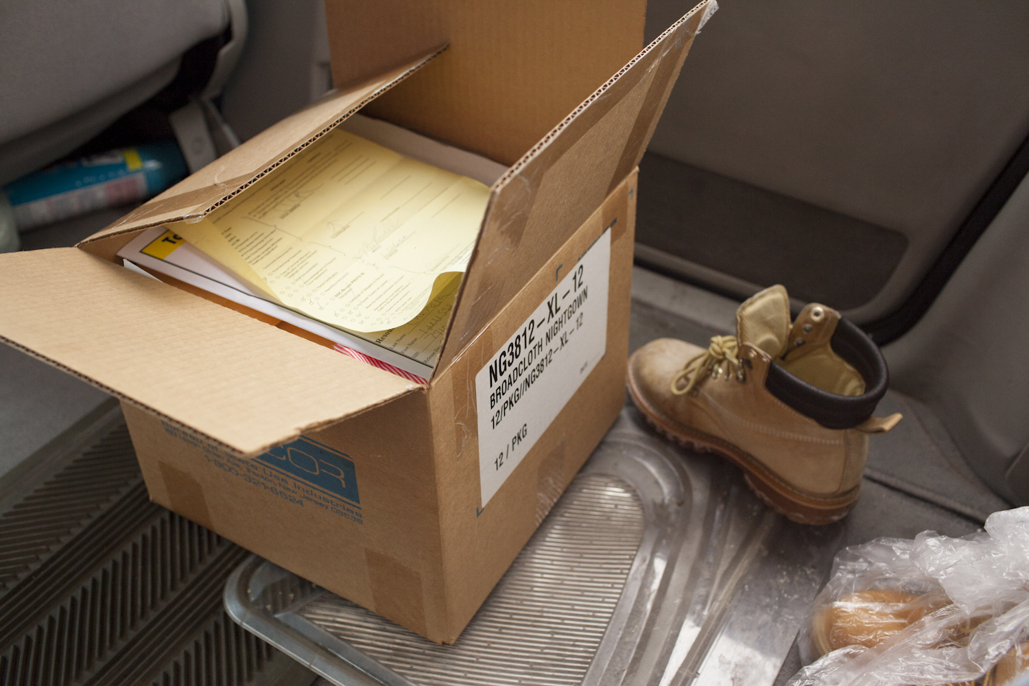 Upon leaving, all of Bibi's belongings are packed into this one box. Her release I.D. and paperwork prove to be no help in the coming weeks. 