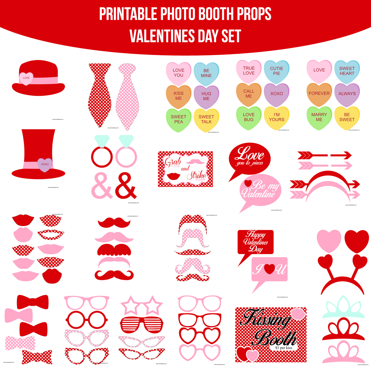 Instant Download Valentines Printable Photo Booth Prop Set — Amanda ...