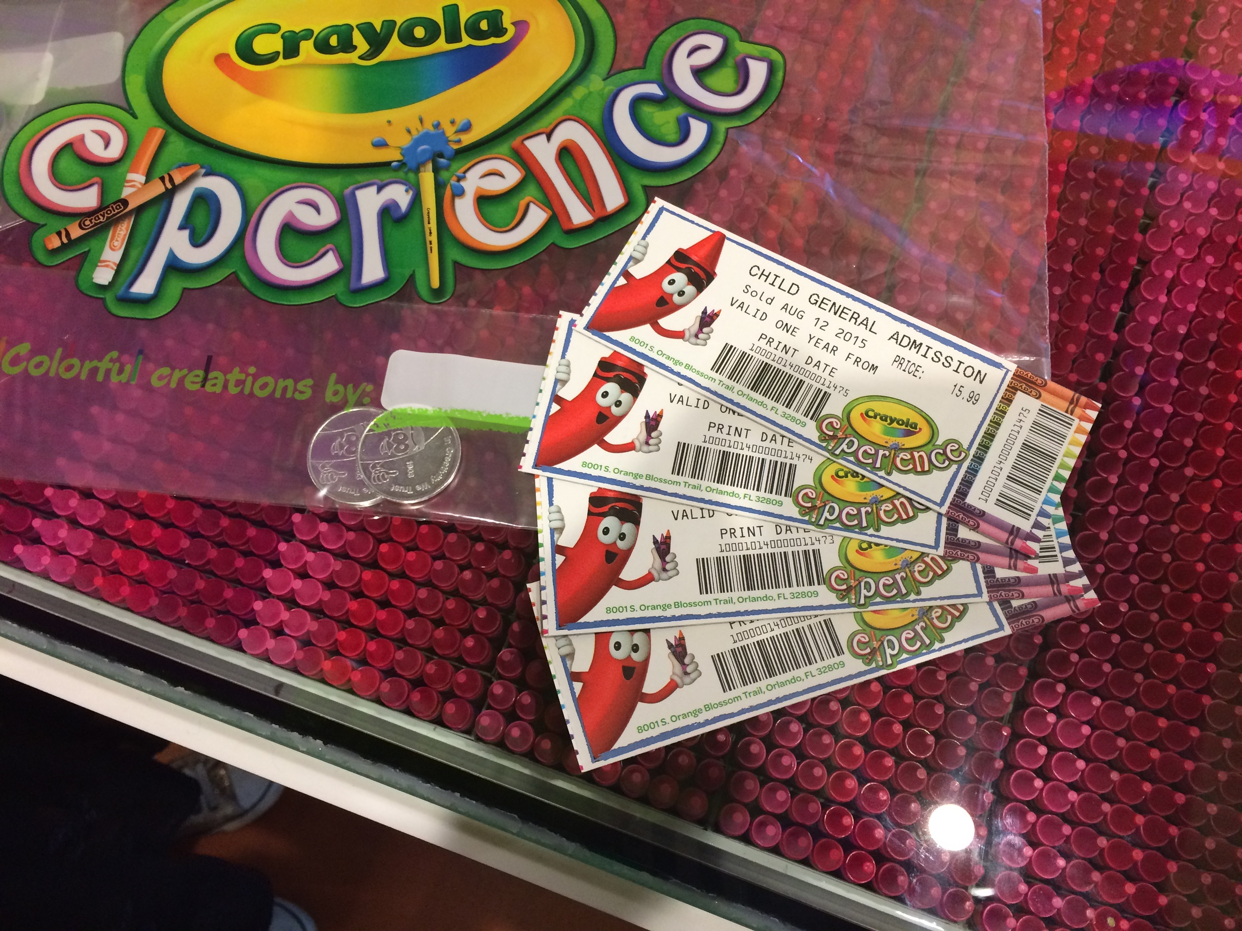 Crayola Experience Orlando, FL Tickets, Goody Bag and Tokens