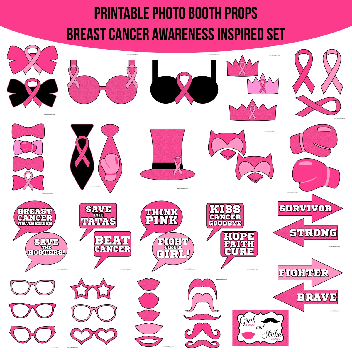Instant Download Breast Cancer Awareness Inspired Printable Photo Booth Prop Set — Amanda Keyt Printable Designs instant-download-breast-cancer-awareness-inspired-printable-photo-booth-prop-set-amanda-keyt-printable-designs