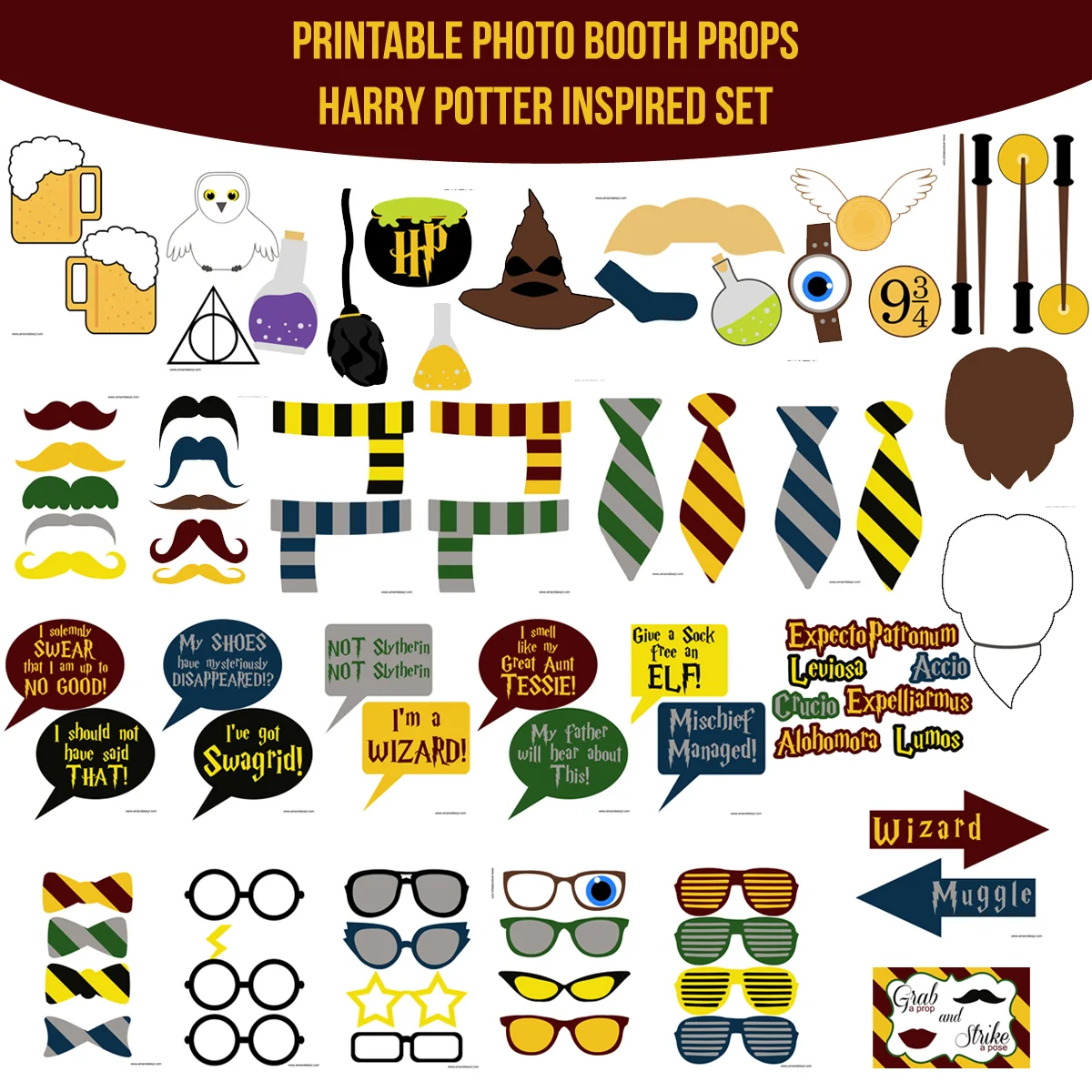 Instant Download Harry Potter Inspired Printable Photo Booth Prop Set — Amanda Keyt Printable Designs instant-download-harry-potter-inspired-printable-photo-booth-prop-set-amanda-keyt-printable-designs
