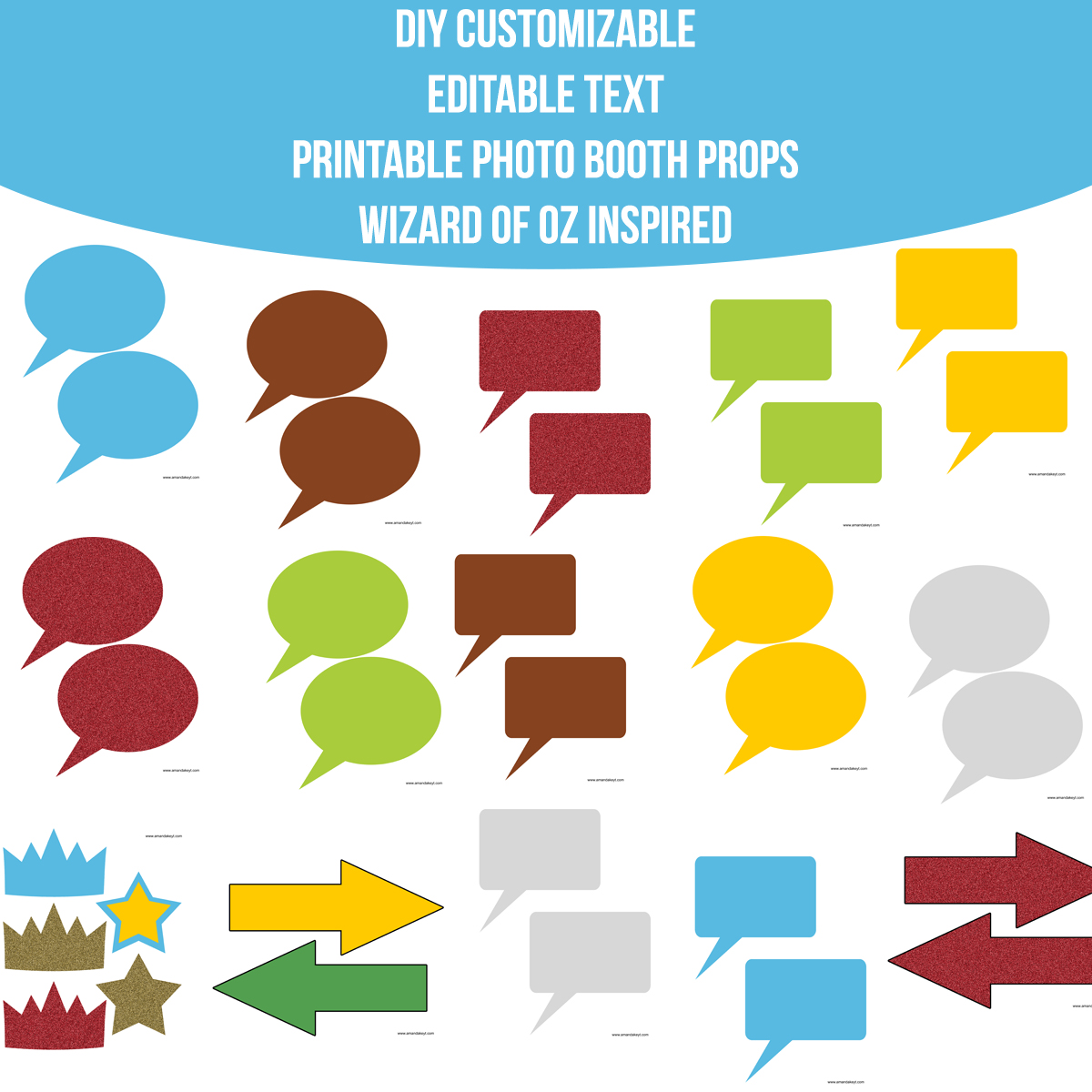 Instant Download Wizard Of Oz Inspired DIY Customizable Editable Text Prop Set