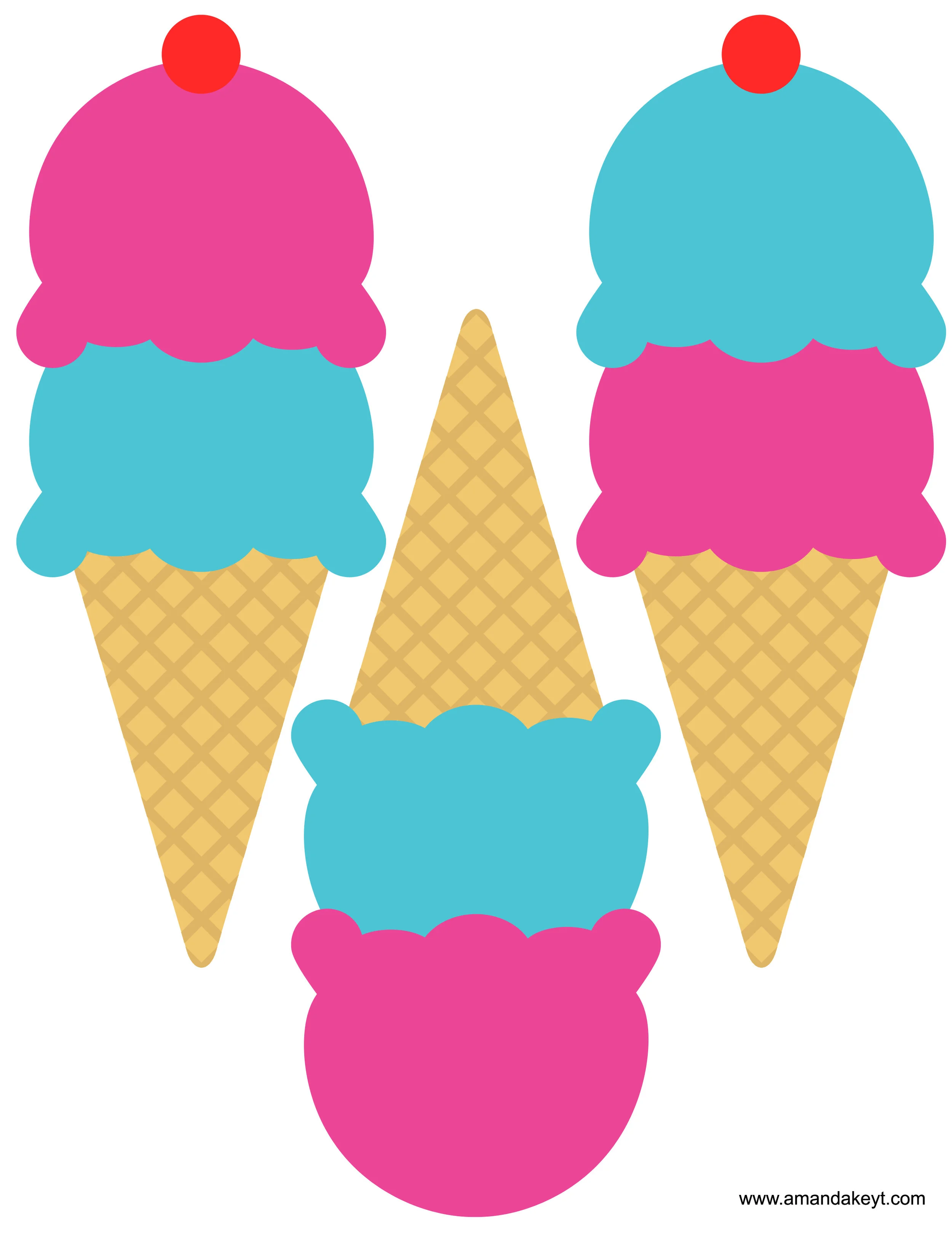 Teal Pink Icecream Twins