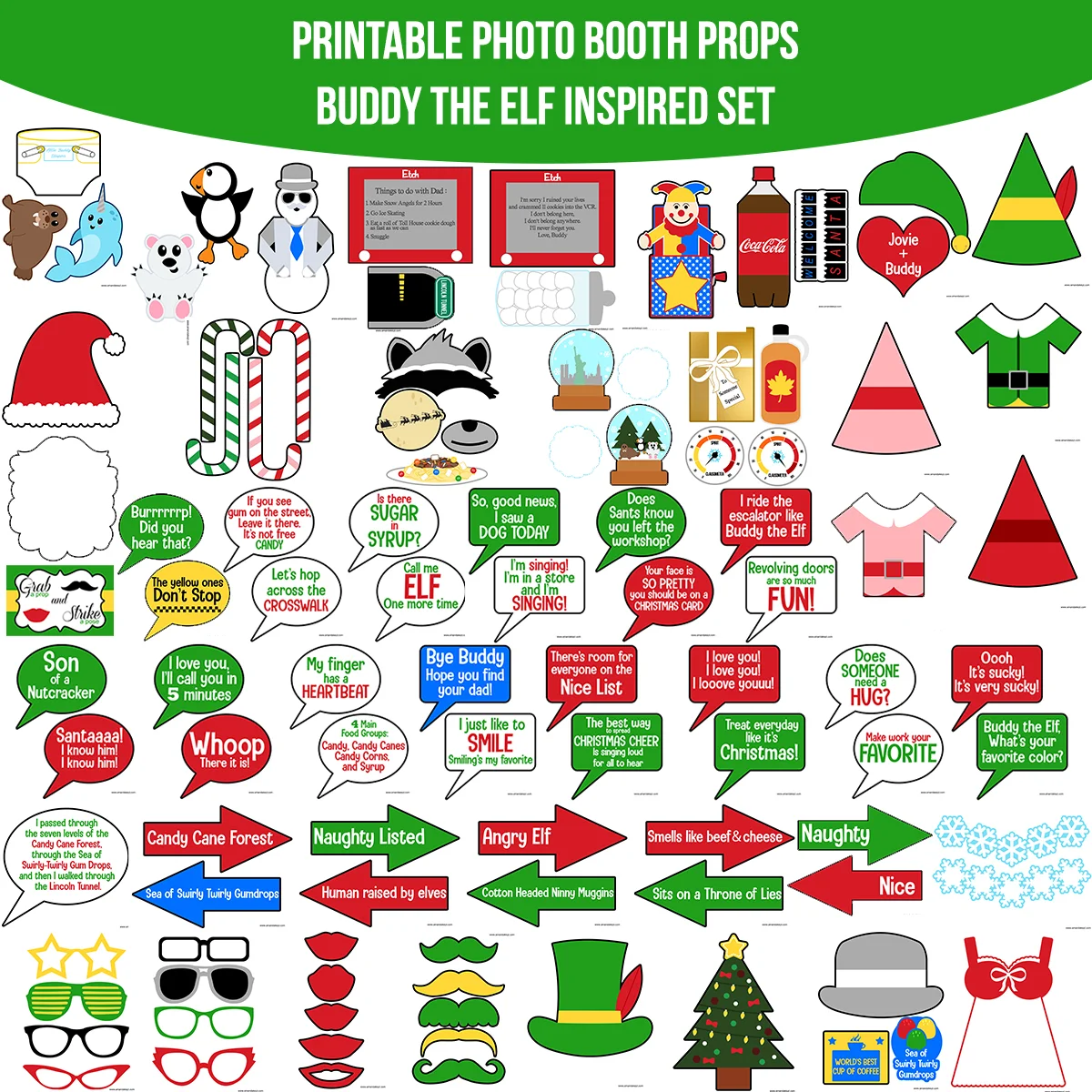 Instant Download Elf The Movie Buddy The Elf Inspired Christmas Printable Photo Booth Prop Set — Amanda Keyt Printable Designs instant-download-elf-the-movie-buddy-the-elf-inspired-christmas-printable-photo-booth-prop-set-amanda-keyt-printable-designs