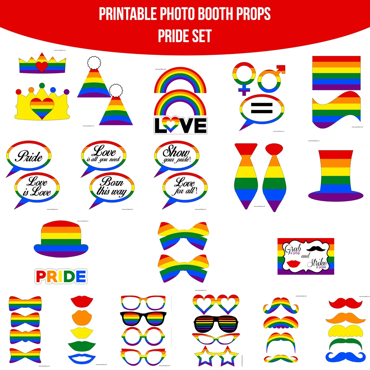 Instant Download Pride Printable Photo Booth Prop Set